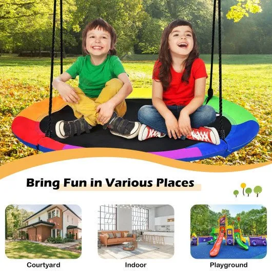 40 Inch Flying Saucer Tree Swing with 2 Hanging Straps for Kids-Blue