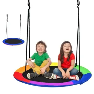 40 Inch Flying Saucer Tree Swing with 2 Hanging Straps for Kids-Blue