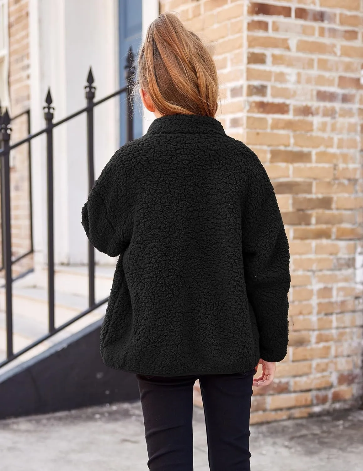 Arshiner Girls Fleece Jacket Sherpa Fall Winter Full Zip Fuzzy Coat