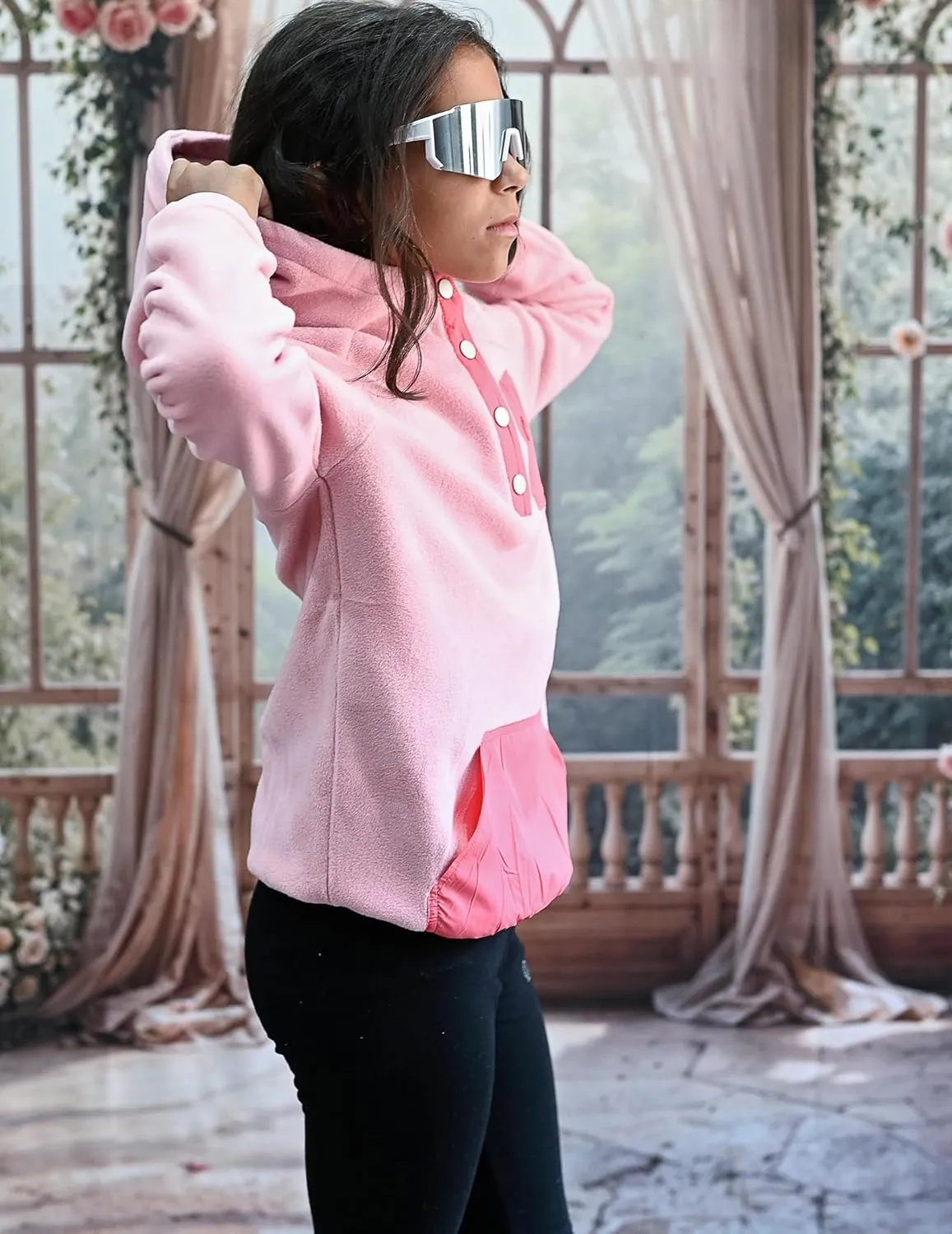 Arshiner Girls Fleece Pullover Hooded Sweatshirt Colorblock Sherpa Hoodie