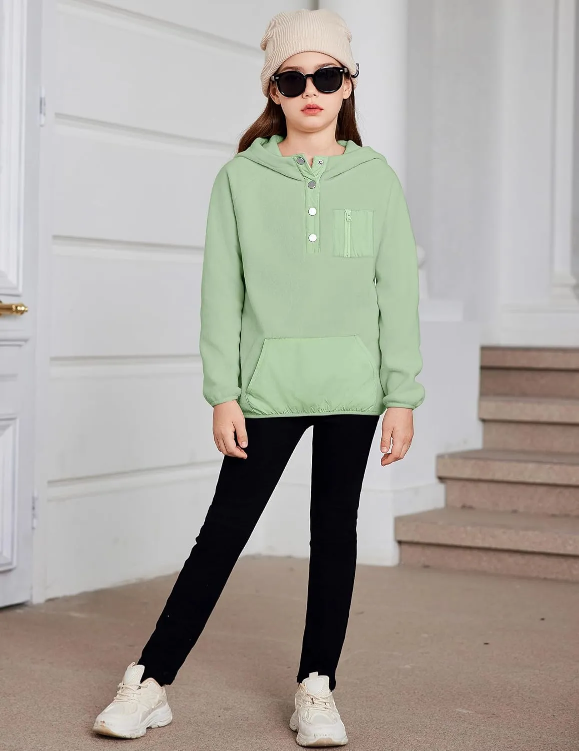 Arshiner Girls Fleece Pullover Hooded Sweatshirt Colorblock Sherpa Hoodie