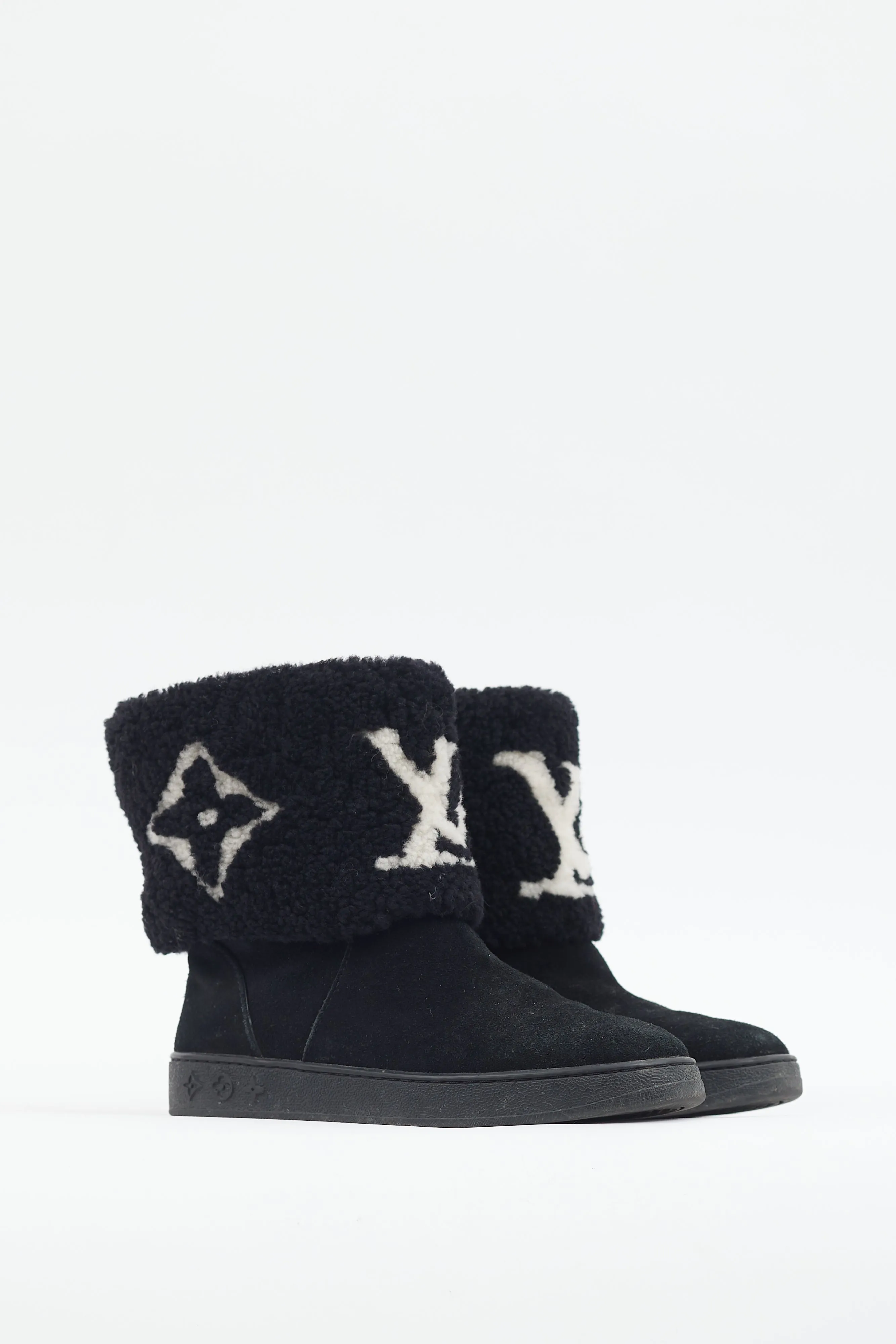 Black & White Monogram Sherpa Boot