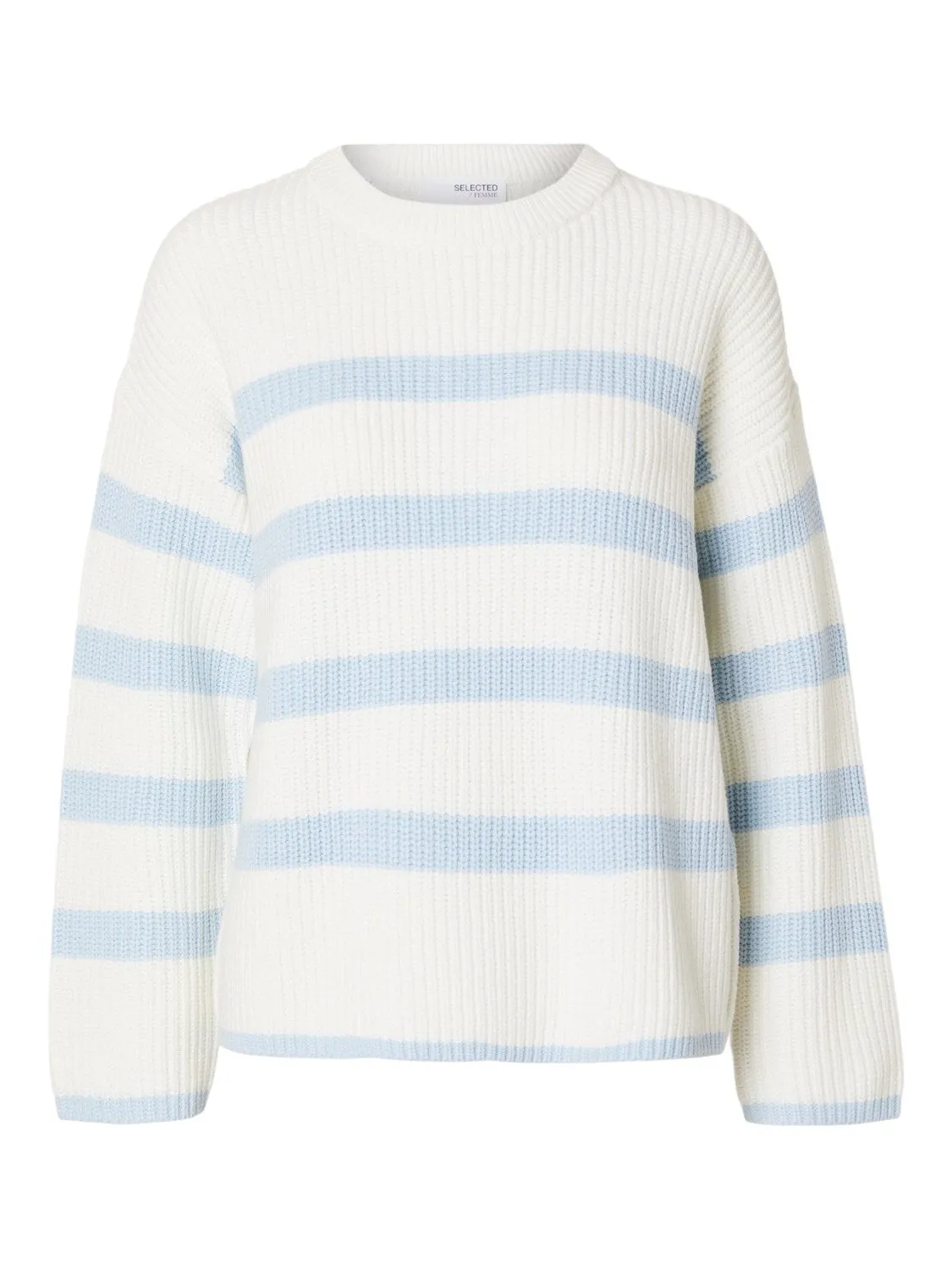 Bloomie Ls Knit O-Neck - Snow White/Cashmere Blue