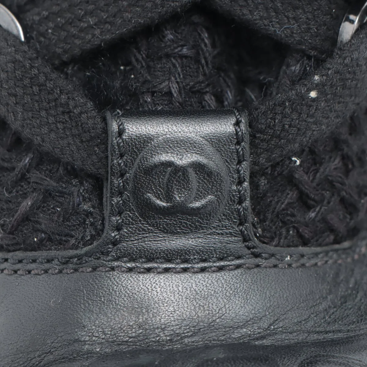 Chanel Coco Wool x Leather Boots 36  Black G32179 Boar