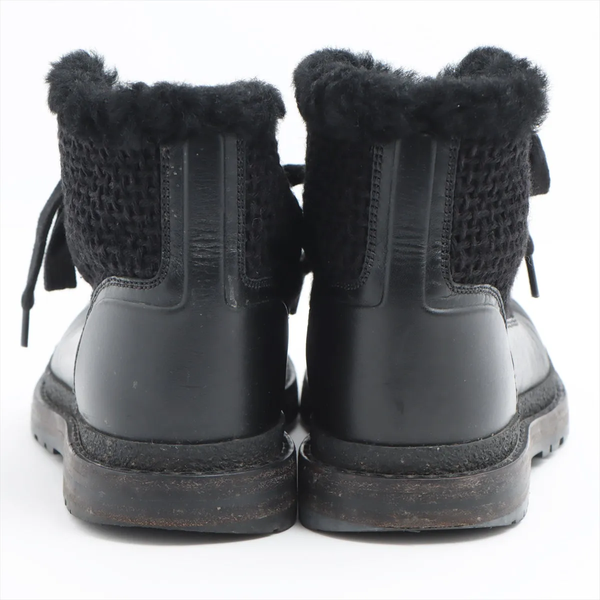 Chanel Coco Wool x Leather Boots 36  Black G32179 Boar