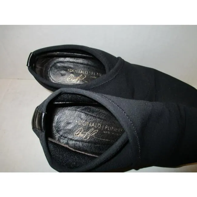 Donald J Pliner Black Elastic Stretch Dame Crepe Square Toe Bootsbooties Size Us