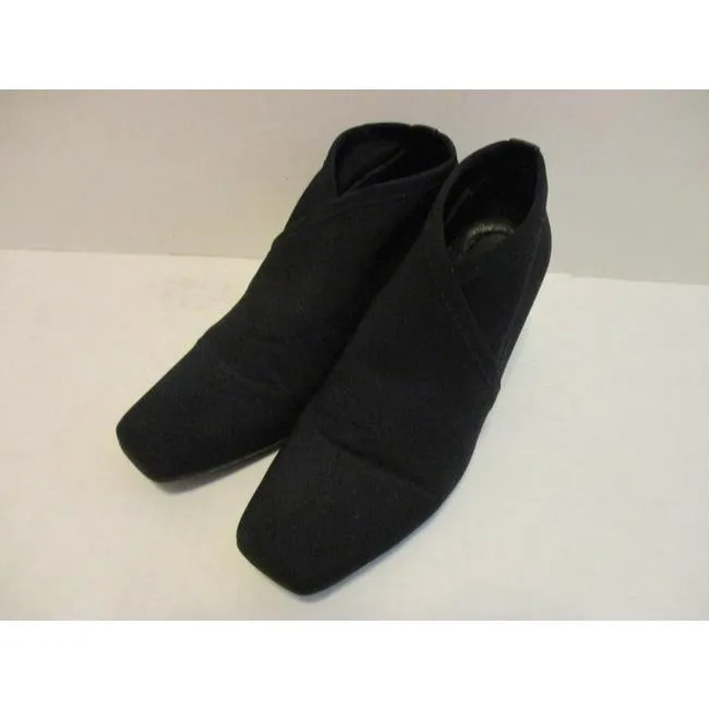 Donald J Pliner Black Elastic Stretch Dame Crepe Square Toe Bootsbooties Size Us