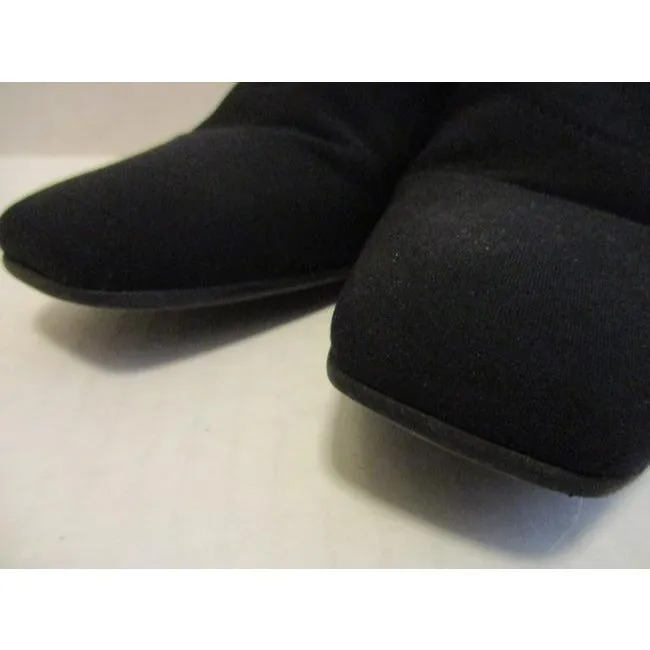 Donald J Pliner Black Elastic Stretch Dame Crepe Square Toe Bootsbooties Size Us