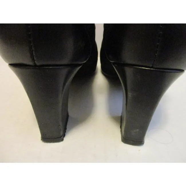Donald J Pliner Black Elastic Stretch Dame Crepe Square Toe Bootsbooties Size Us