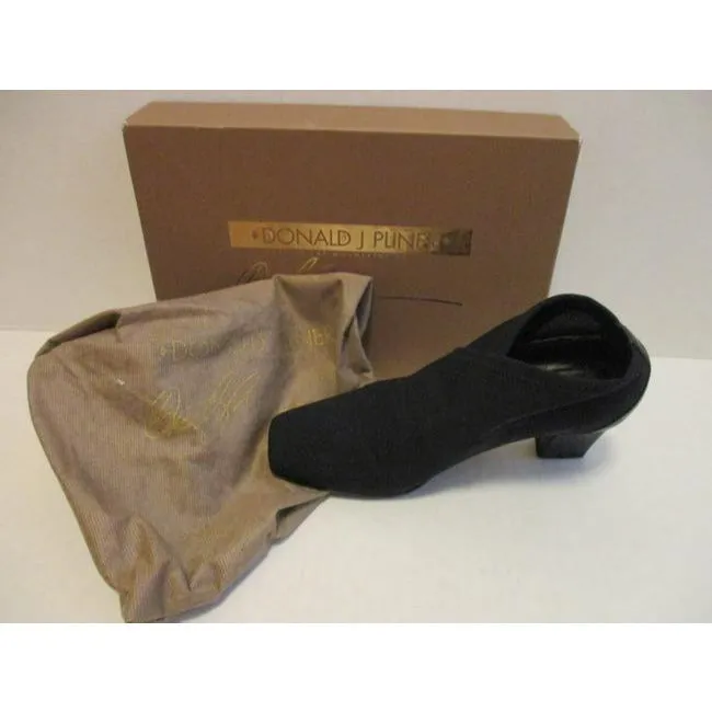 Donald J Pliner Black Elastic Stretch Dame Crepe Square Toe Bootsbooties Size Us