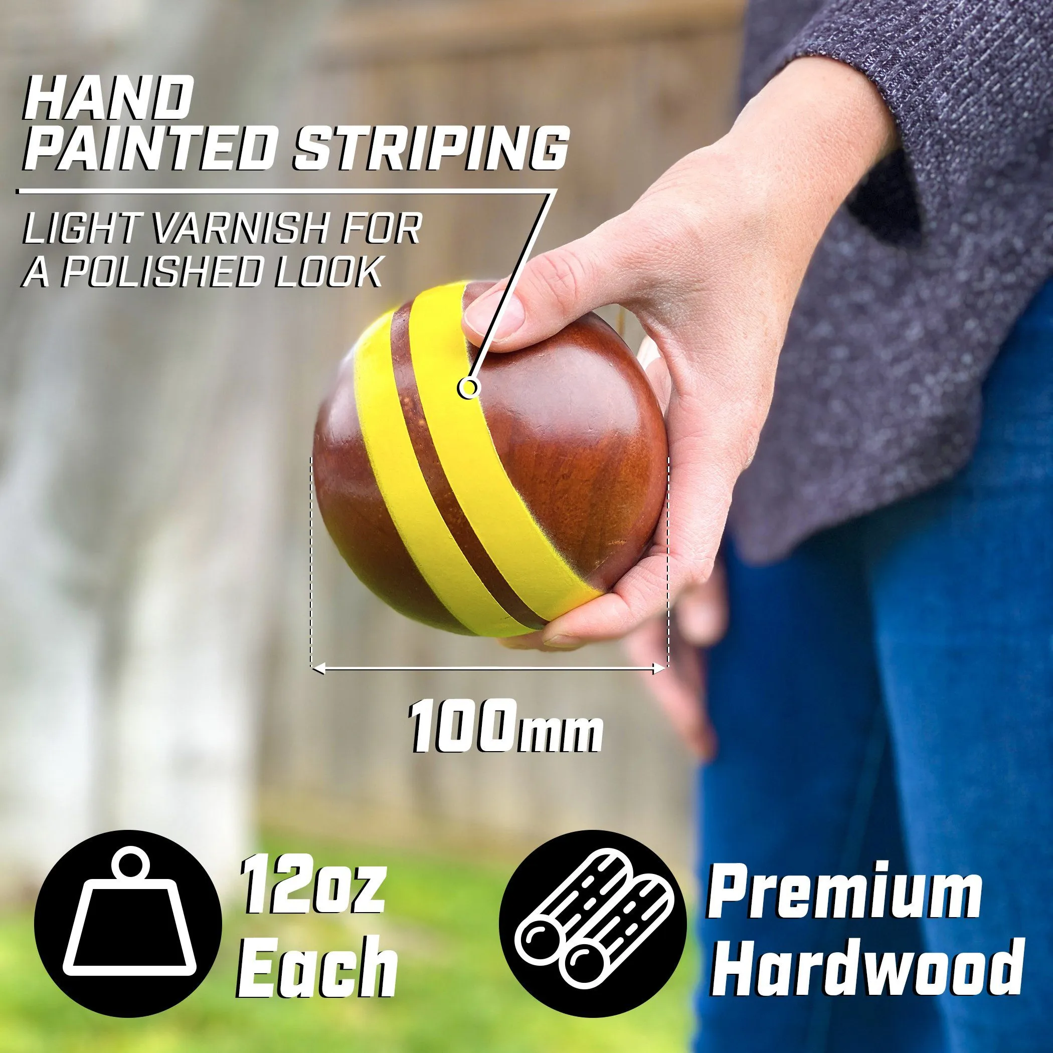 GoSports 100mm Hardwood Bocce Set