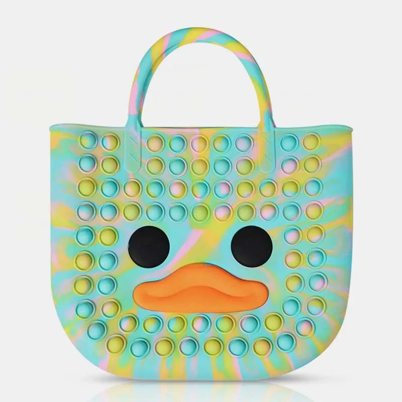 Handbag for Child Cute Duck Colorful Decompress Silicone Beach Bag