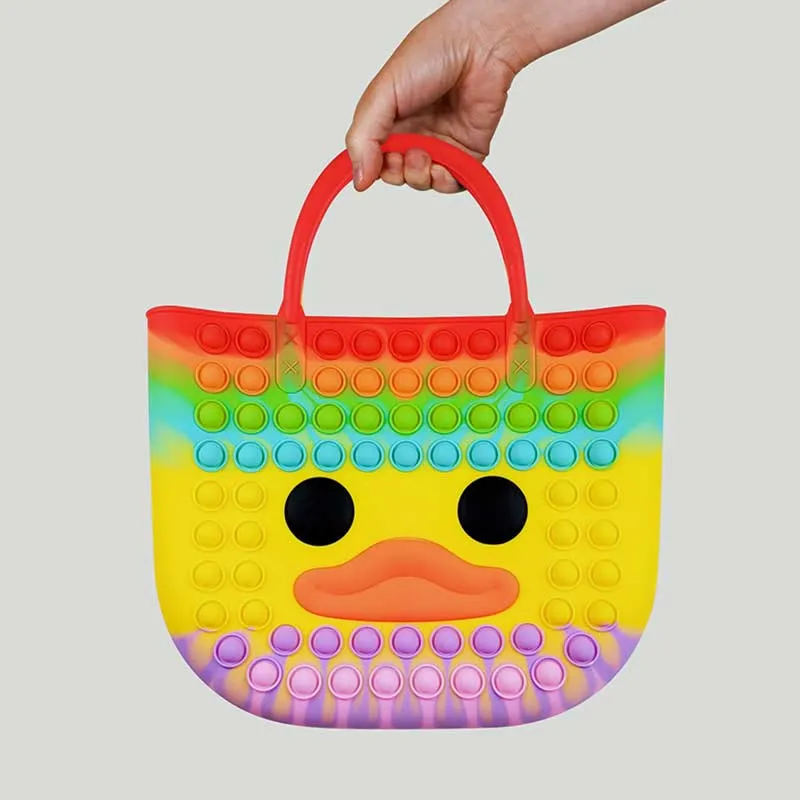Handbag for Child Cute Duck Colorful Decompress Silicone Beach Bag