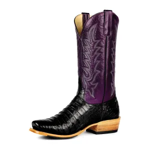 Men's Top Hand Black Caiman Belly with Violet Glossy Goat Top HP9513