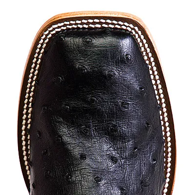 Men's Top Hand Black Full Quill Ostrich with Emerald Explosion Top HP8004