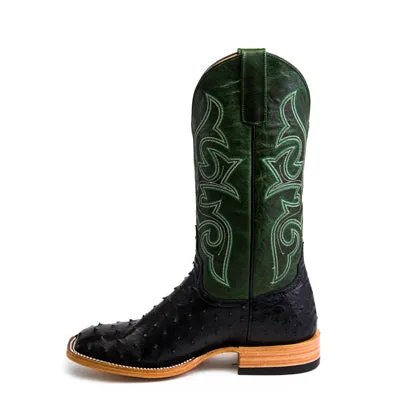 Men's Top Hand Black Full Quill Ostrich with Emerald Explosion Top HP8004