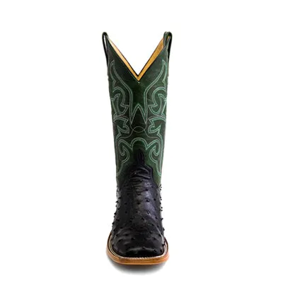 Men's Top Hand Black Full Quill Ostrich with Emerald Explosion Top HP8004