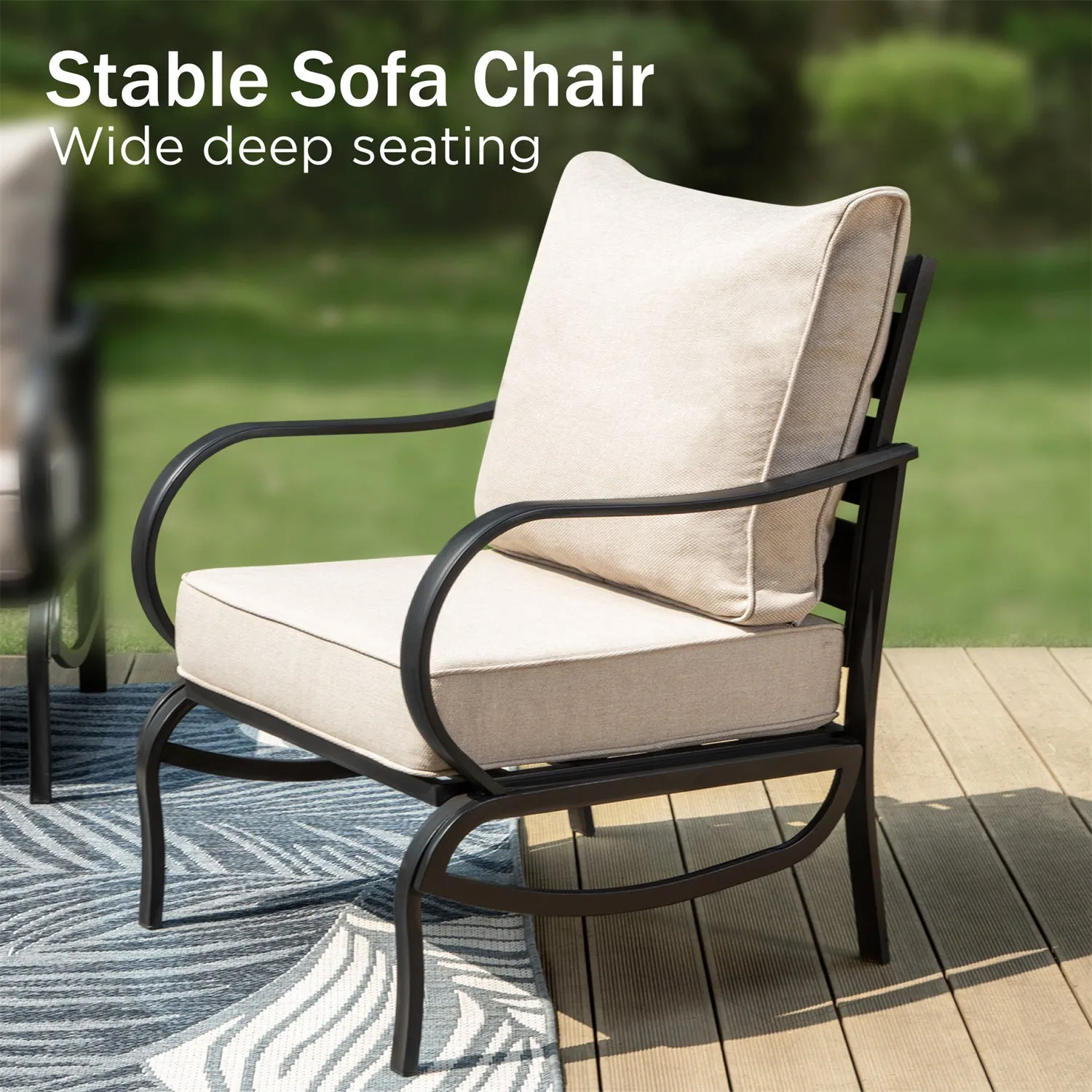 Phi Villa 7-Seater Outdoor Steel Sofa with Multi-functional Ottomans