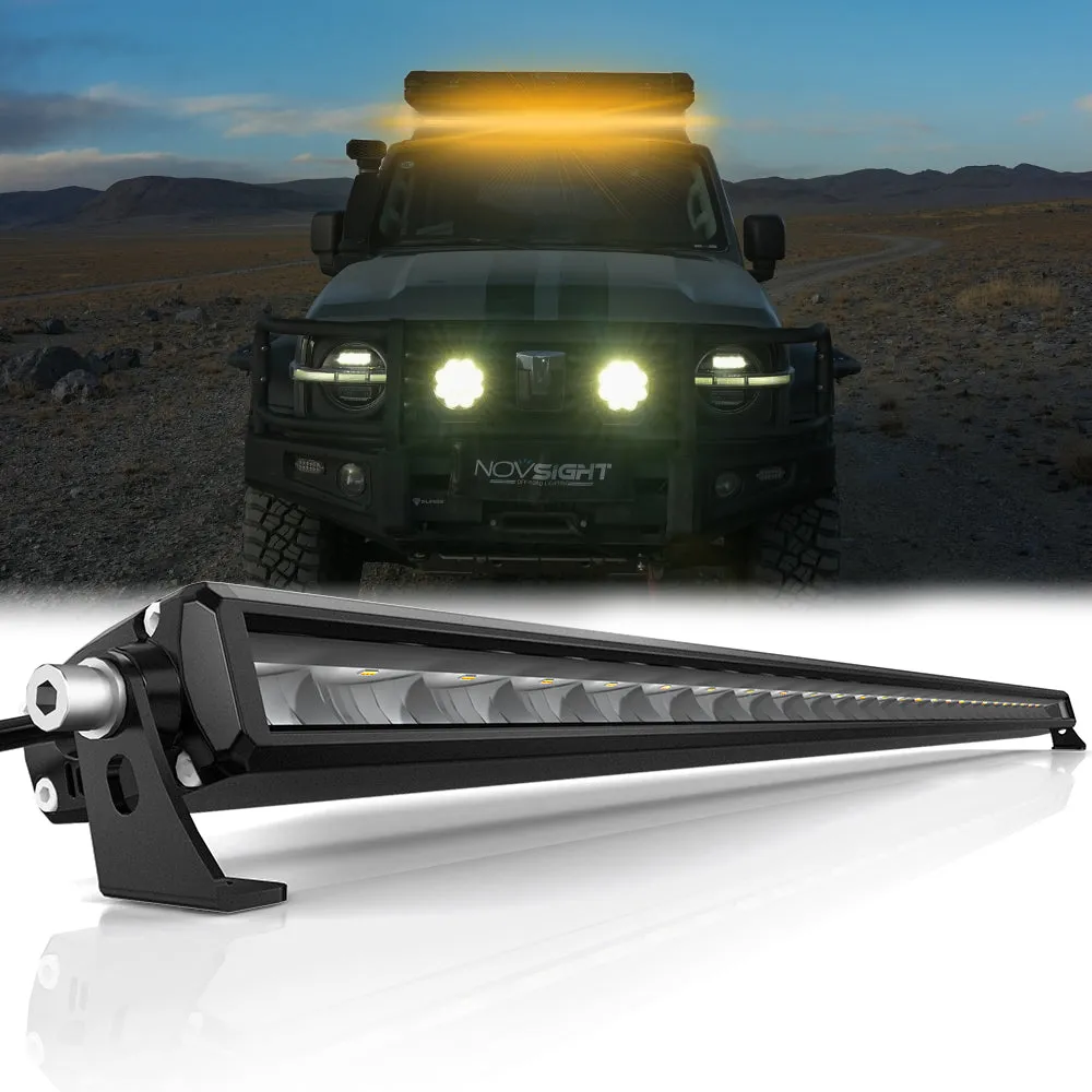 Rock Series | 50 Inch Single Row Dual Beam Off Road LED Light Bar with bracket White Amber
