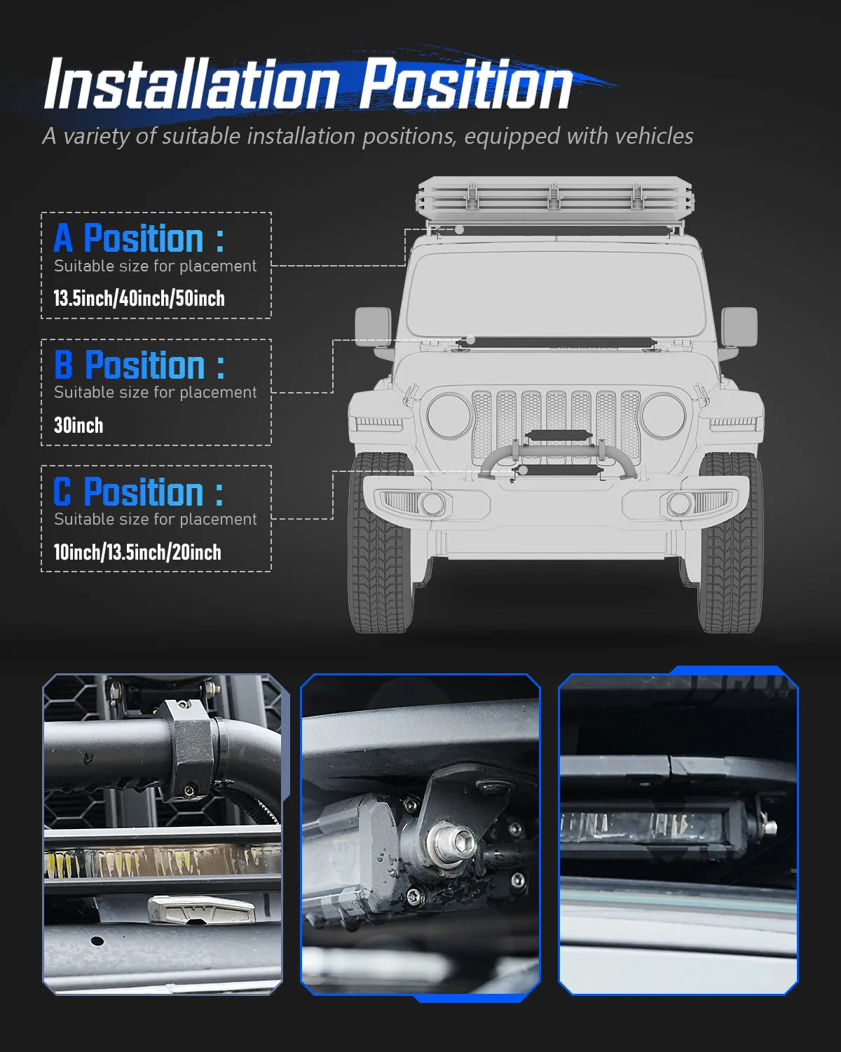 Rock Series | 50 Inch Single Row Dual Beam Off Road LED Light Bar with bracket White Amber