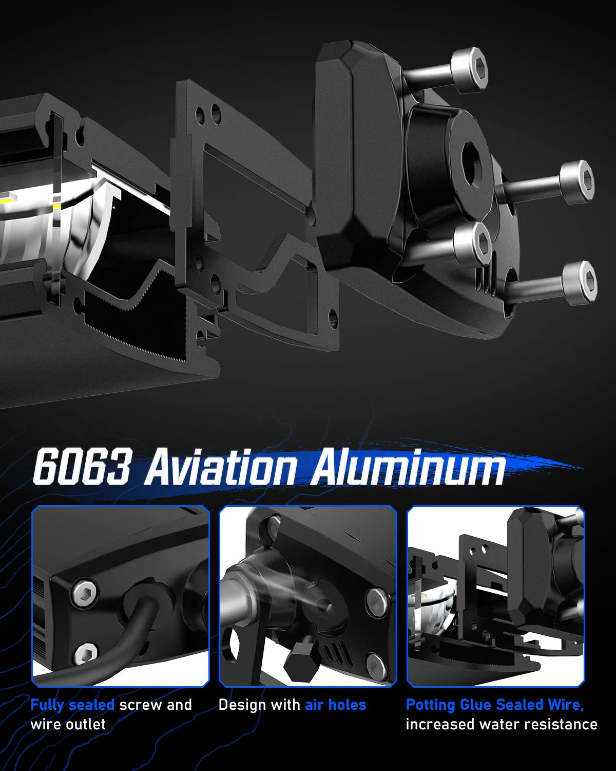 Rock Series | 50 Inch Single Row Dual Beam Off Road LED Light Bar with bracket White Amber