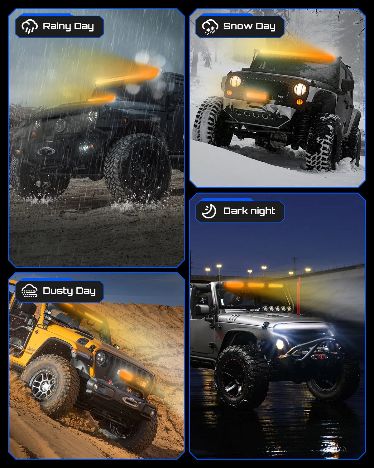 Rock Series | 50 Inch Single Row Dual Beam Off Road LED Light Bar with bracket White Amber
