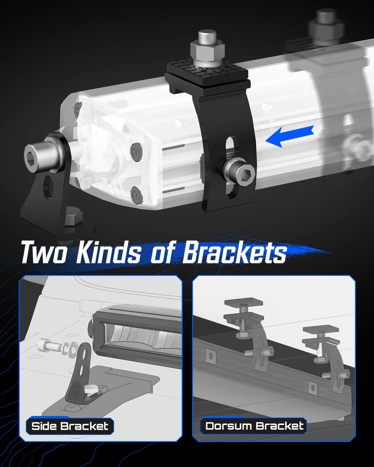 Rock Series | 50 Inch Single Row Dual Beam Off Road LED Light Bar with bracket White Amber