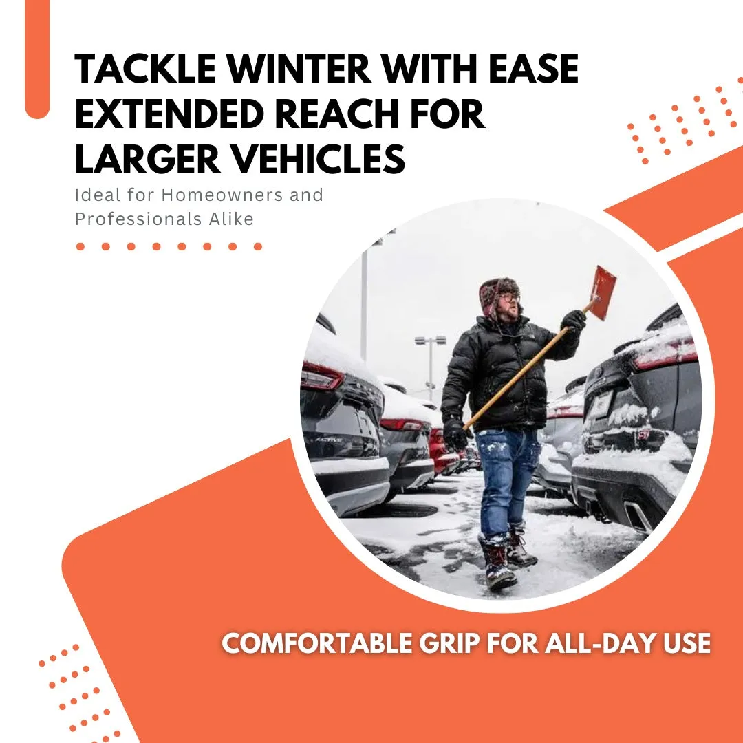 Shuttsco Snow Rake with 48" Wooden Handle - 18" Vinyl-Coated Non-Abrasive Head - Freeze-Resistant Snow Removal Tool - Sno-Rake for Car Dealerships &amp; Private Vehicle-Owners - Made in USA