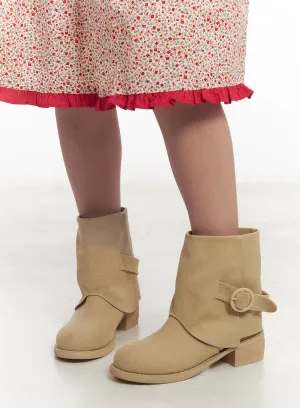 Suede Buckle Faux-Leather Midi Boots IM528
