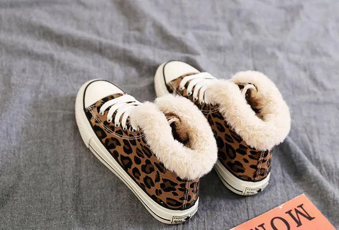 Winter High-Top Leopard Print Wild Warm Snow Boots