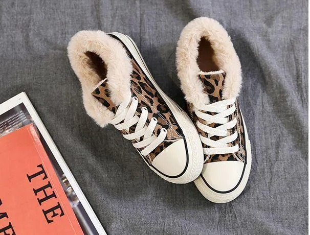 Winter High-Top Leopard Print Wild Warm Snow Boots